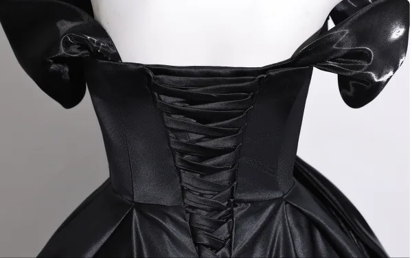 Elegant Black Bow Prom Dresses 2026 Ball Gown Off-The-Shoulder Short Sleeve Backless Floor-Length / Long Formal Dresses