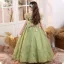 Flower Fairy Sage Green Appliques Birthday Flower Girl Dresses 2024 Ball Gown Scoop Neck Short Sleeve Backless Floor-Length / Long Tulle Flower Girl Dresses