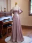 Chic / Beautiful Dusky Pink Glitter Prom Dresses 2024 A-Line / Princess Spaghetti Straps Short Sleeve Backless Floor-Length / Long Prom Formal Dresses