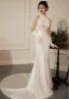 Vintage / Retro White Beading Lace Flower Wedding Dresses 2025 Trumpet / Mermaid High Neck Sleeveless Sweep Train