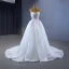 High End Glitzernden Weiß Perlenstickerei Perle Pailletten Brautkleider / Hochzeitskleider 2023 A Linie Bandeau Ärmellos Rückenfreies Hof-Schleppe Hochzeit