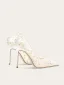 Mode Blanche Marguerite Brodé Chaussure De Mariée 2024 10 cm Talons Aiguilles À Bout Pointu Mariage Escarpins Talons Hauts