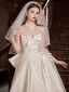 Elegant White Lace Flower Satin Wedding Dresses 2025 A-Line / Princess Strapless Sleeveless Backless Bow Floor-Length / Long