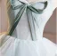 Flower Fairy Sage Green Appliques Cascading Ruffles Prom Dresses 2026 Ball Gown Strapless Bow Sleeveless Backless Sweep Train Formal Dresses