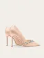 Elegante Champagne Rhinestone Satijn Bruidsschoenen 2024 10 cm Naaldhakken / Stiletto Spitse Neus Huwelijk Pumps Hoge Hakken