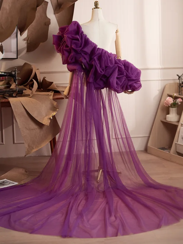 Chic / Beautiful Purple Handmade Tulle Prom Jackets & wraps 2026