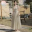 Modest / Simple Sage Green Bridesmaid Dresses 2022 A-Line / Princess Short Sleeve Backless Bow Sash Floor-Length / Long Wedding Party Dresses