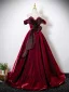 Charming Burgundy Prom Dresses 2025 Ball Gown Strapless Sleeveless Floor-Length / Long Backless Formal Dresses