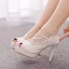 Fashion White Lace Flower Wedding Shoes 2023 Wedding 11 cm Stiletto Heels Open / Peep Toe Sandals High Heels
