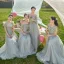 Modest / Simple Mint Green Bow Bridesmaid Dresses 2022 A-Line / Princess Short Sleeve Backless Floor-Length / Long Wedding Party Dresses