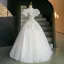 Élégant Blanche Perlage Paillettes Perle Robe De Bal 2026 Robe Boule Encolure Carrée Gonflée Manches Courtes Dos Nu Longue Robe De Ceremonie