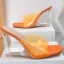 Transparent Summer Orange Cocktail Party Womens Sandals 2022 9 cm Crystal Wedges Open / Peep Toe Sandals High Heels