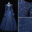 Vintage / Originale Bleu Marine Perlage Paillettes En Dentelle Fleur Robe De Bal 2023 Robe Boule Col Haut 3/4 Manches Longue Promo Robe De Ceremonie