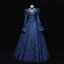 Vintage / Originale Bleu Marine Perlage Paillettes En Dentelle Fleur Robe De Bal 2023 Robe Boule Col Haut 3/4 Manches Longue Promo Robe De Ceremonie