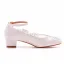Chic / Belle Blanche Bride Cheville En Dentelle Fleur Talon Bas Chaussure De Mariée 2023 3 cm Talons Épais À Bout Rond Mariage Escarpins