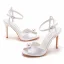 Elegant White Pearl Wedding Shoes 2023 Ankle Strap 10 cm Stiletto Heels Open / Peep Toe Wedding Sandals High Heels