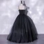 Modest / Simple Black Appliques Sequins Prom Dresses 2022 A-Line / Princess Spaghetti Straps Sleeveless Backless Floor-Length / Long Prom Formal Dresses