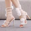 Sexy Charmant Weiß Applikationen Knöchelriemen Brautschuhe 2023 10 cm Stilettos Peeptoes Hochzeit Sandaletten Hochhackige