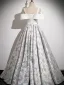 Elegant Ivory Printing Prom Dresses 2023 A-Line / Princess Spaghetti Straps Short Sleeve Backless Floor-Length / Long Prom Formal Dresses