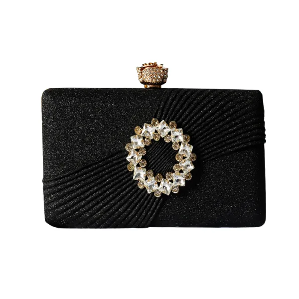 Bling Bling Svart Rhinestone Paljetter Aften Clutch Veske 2023