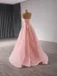High End Rosa Handgefertigt Perlenstickerei Pailletten Ballkleider 2024 Ballkleid Bandeau Ärmellos Rückenfreies Lange Ball Festliche Kleider