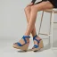 Schöne Schwarz Strassenmode Flechten Sandalen Damen 2022 Knöchelriemen 11 cm Keilabsatz Peeptoes Sandaletten