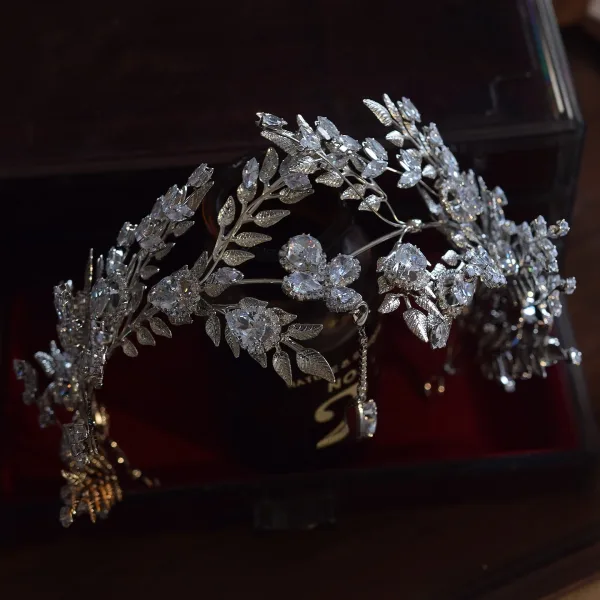 Bling Bling Białe Rhinestone Cyrkon Kolczyki Tiara Naszyjnik Ozdoby Do Włosów Ślubne Akcesoria Ślub 2025