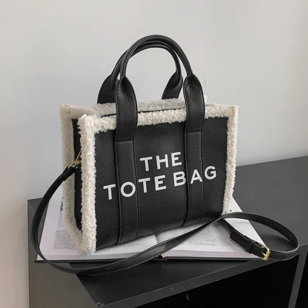 Fashion Letter Graphic Women Tote Bag Women's Bags Brown Shoulder Bags Woolen PU Dating Handbag 2023