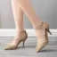 Scintillantes Doré Faux Diamant Paillettes Chaussure De Mariée 2023 Bride Cheville 7 cm Talons Aiguilles À Bout Pointu Mariage Talons Hauts