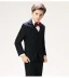 Classic 5-piece Stripe Black Long Sleeve Boys Wedding Suits 2022 Coat Pants Shirt Tie Vest Wedding