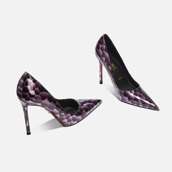 Overdreven Zwarte Goud Luipaard Print Avond Pumps 2025 Leer 10 cm Naaldhakken / Stiletto Spitse Neus Pumps Hoge Hakken