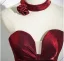 Sexy Bordeaux Paillettes Trompette / Sirène Robe De Bal 2024 Bustier Manches Courtes Dos Nu Train De Balayage Promo Robe De Ceremonie