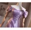 Moda Fioletowe Sukienki Na Bal 2026 Princessa Przy Ramieniu Kótkie Rękawy Bez Pleców Długie