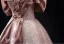 Elegant Blushing Pink Glitter Lace Flower Prom Dresses 2025 Ball Gown Off-The-Shoulder Short Sleeve Backless Floor-Length / Long Prom Formal Dresses