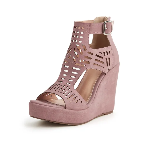 Roman Grey Street Wear Womens Sandals 2022 11 cm Wedges Open / Peep Toe Sandals