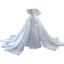Haut de Gamme Blanche Fait main Perlage Perle Satin Robe De Mariée 2023 Trompette / Sirène De l'épaule Manches Courtes Dos Nu Royal Train Mariage