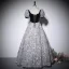 Élégant Noire Impression Robe De Bal 2022 Princesse Encolure Carrée Manches Courtes Dos Nu Longue Promo Robe De Ceremonie