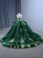 High-end Vintage Mørk Grønn Beading Perle Paljetter Gripende Ruffles Ballkjoler 2024 Ballkjole Kjæreste Korsett Uten Ermer Ryggløse Domstol Tog