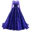 Vintage / Retro High-end Navy Blue Beading Sequins Prom Dresses 2023 Ball Gown Scoop Neck Long Sleeve Court Train Prom Formal Dresses