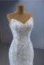 Occidental Blanche Fait main Perlage Perle Paillettes Robe De Mariée 2024 Trompette / Sirène Bustier Sans Manches Dos Nu Tribunal Train