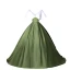 Élégant Vert Foncé Satin Robe De Bal 2023 Robe Boule V-Cou Manches Courtes Dos Nu Longue Promo Robe De Ceremonie