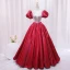 Elegant Burgundy Rhinestone Sequins Prom Dresses 2024 Ball Gown Scoop Neck Puffy Short Sleeve Backless Floor-Length / Long Prom Formal Dresses