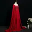 Chic / Belle Bordeaux Perlage Paillettes Robe De Bal 2025 Princesse Encolure Dégagée Manches Longues Longue Robe De Ceremonie