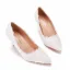 Chic / Beautiful White Pearl Lace Flower Wedding Shoes 2022 7 cm Stiletto Heels Pointed Toe Wedding Pumps High Heels