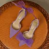 Mooie / Prachtige Gala Lavendel Damesschoenen 2023 Enkelband Strik 8 cm Naaldhakken / Stiletto Spitse Neus Damesschoenen Hoge Hakken