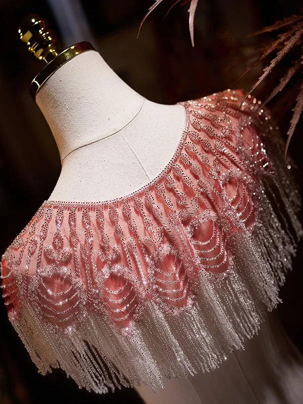 Scintillantes Rougissant Rose Fait main Perlage Gland châle 2025