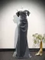 Sexy Grau Abendkleider 2026 Meerjungfrau Off Shoulder Kurze Ärmel Rückenfreies Lange Festliche Kleider