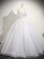 Charmant Blanche Perlage Paillettes Robe De Bal 2025 Robe Boule Bretelles Spaghetti Sans Manches Dos Nu Longue Robe De Ceremonie