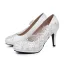 Elegante Witte Kant Bloem Bruidsschoenen 2025 9 cm Naaldhakken / Stiletto Ronde Neus Huwelijk Pumps Hoge Hakken