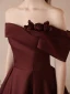 Vintage Burgunderrot Satin Ballkleider 2024 A Linie Ärmellos Off Shoulder Rückenfreies Lange Ball Festliche Kleider